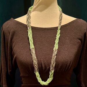 Braided Turquoise and Silver Necklace